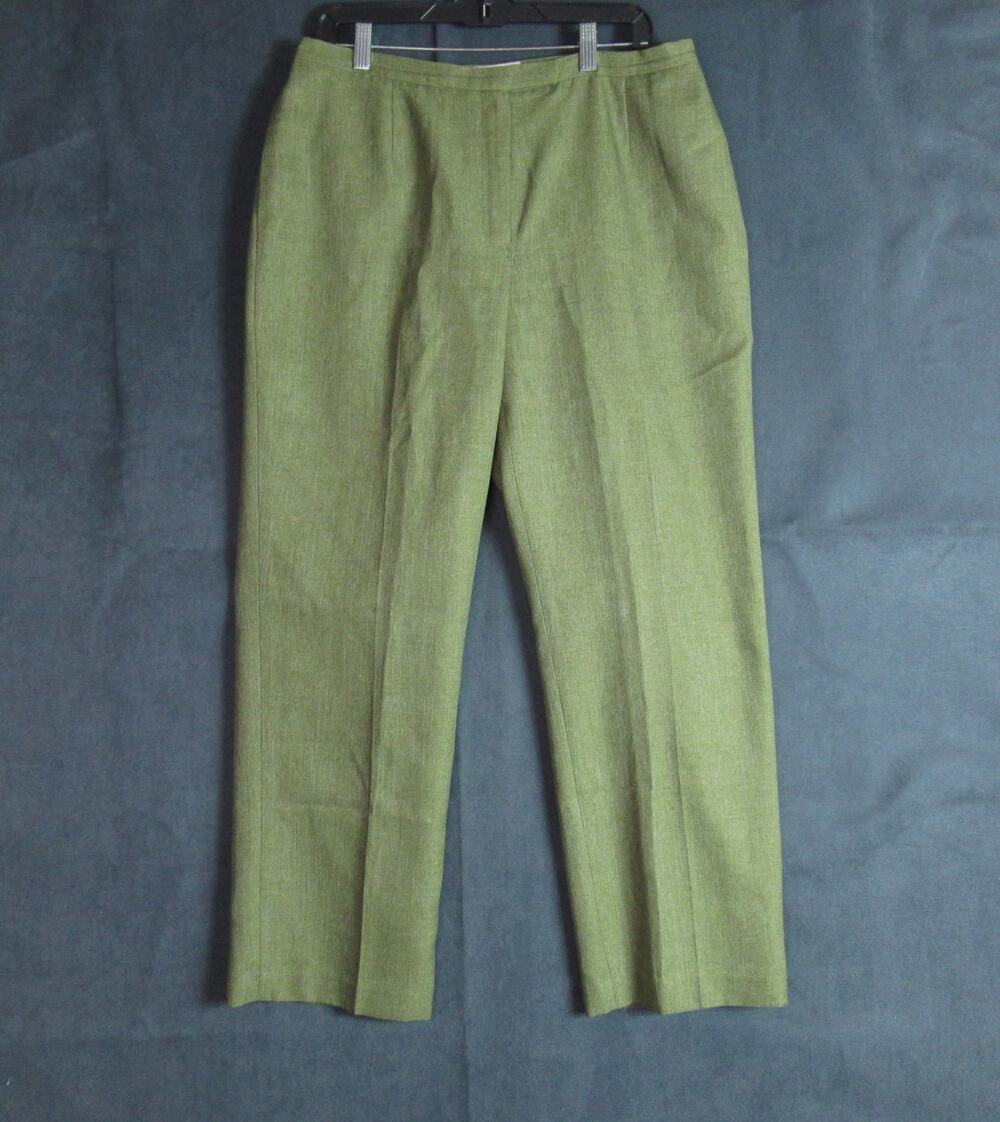 Jones Studio Pants Womens 14W Green Textured Straight Dress Trousers Work Luxury